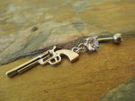 Gun Crystal Dangle Belly Ring