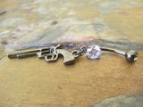 Gun Crystal Dangle Belly Ring