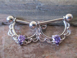 Filigree Crystal Gem Nipple Shields (Purple)