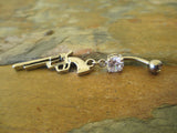 Gun Crystal Dangle Belly Ring