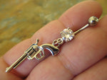 Gun Crystal Dangle Belly Ring