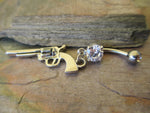 Gun Crystal Dangle Belly Ring