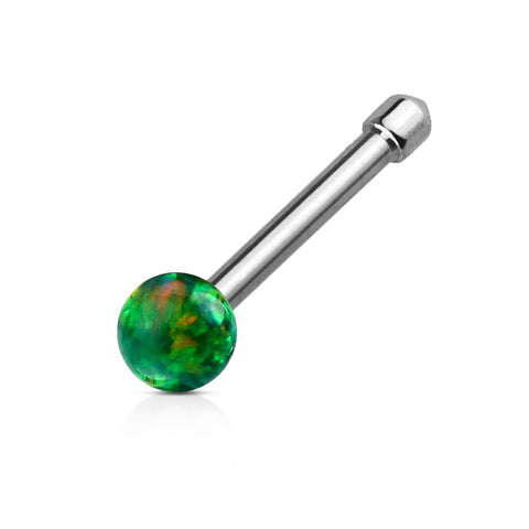 Opal Ball 20G Nose Bone (Green)