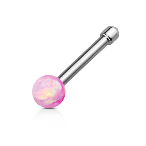 Opal Ball 20G Nose Bone (Pink)