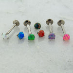 White Pronged Opal Piercing 18G or 16G